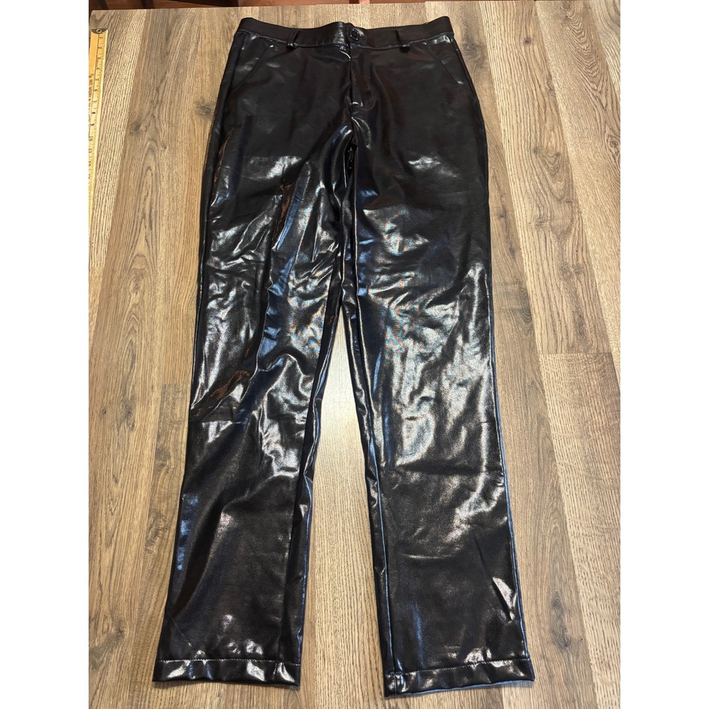 ZEROYAA Faux Leather Trousers Mens 30 Black Adult Shiny Metallic Clubwear New